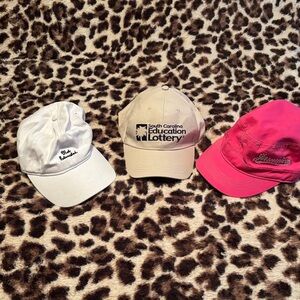 Three Casual Baseball Caps - White, Beige, Pink